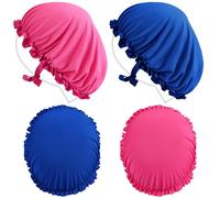 Vinsatin 4 Pcs UV Protection Tanning Face Cover Bonnet Cap Set Tanning Mask and Hair Cap Protective Bonnet for Women(Silk of Ice Fabric,Pink, Blue)