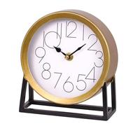 VinSees Modern Golden Table Clock on Stand, Decorative Desk and Shelf Clock, Mantel Clock Farmhouse Clock Non-Ticking, Home Décor for Living Room, Bedroom, Bedside, Desk, Gift Clock (Gold)