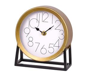 VinSees Modern Golden Table Clock on Stand, Decorative Desk and Shelf Clock, Mantel Clock Farmhouse Clock Non-Ticking, Home Décor for Living Room, Bedroom, Bedside, Desk, Gift Clock (Gold)