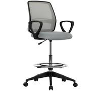 Vinsetto 100-120cm Draughtsman Office Chair, with Footrest - Light Grey