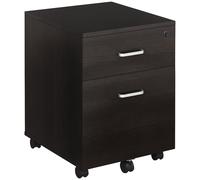 Vinsetto 2-Drawer Locking Office Filing Cabinet w/ 5 Wheels Rolling Storage Hanging A4 Cupboard Home Organisation Black Wood Grain