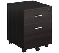 Vinsetto 2-Drawer Locking Office Filing Cabinet w/ 5 Wheels Rolling Storage Hanging A4 Cupboard Home Organisation Black Wood Grain Black