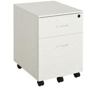 Vinsetto 2-Drawer Locking Office Filing Cabinet w/ 5 Wheels Rolling Storage Hanging A4 Cupboard Home Organisation White Wood Grain