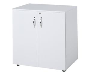 Vinsetto 2-Tier Locking Office Storage Cabinet File Organisation w/ Feet Melamine Coating Aluminium Handles 2 Keys Stylish White