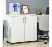 VINSETTO 2-Tier Locking Office Storage Cabinet File Organisation w/ Handles Keys in White VINSETTO White