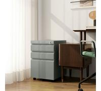 Vinsetto 3 Drawer File Cabinet, Lockable Metal Filling Cabinet, Black - Grey