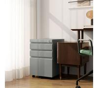 Vinsetto 3 Drawer File Cabinet, Lockable Metal Filling Cabinet, Grey