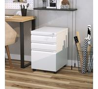 Vinsetto 3 Drawer File Cabinet, Lockable Metal Filling Cabinet, White