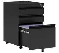 Vinsetto 3-Drawer Filing Cabinet with Lock, Mobile Steel File Cabinet for A4, Legal and Letter Size, Under Desk Drawers with Pre-Assembled Body for Home Office, 39 x 48 x 60 cm, Black Black