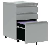 Vinsetto 3-Drawer Lockable Metal Filing Cabinet, Grey - Under-Desk, Printer Stand, Adjustable Rails, 50kg, 924-024V00GY