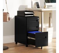 VINSETTO 3 Drawer Metal File Cabinet w/ Lock for A4 Legal Letter 30 x 43.5 x 60 cm in Black VINSETTO Black 30 x 43.5 x 60 cm
