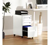 VINSETTO 3 Drawer Metal File Cabinet w/ Lock for A4 Legal Letter 30 x 43.5 x 60 cm in White VINSETTO White 30 x 43.5 x 60 cm
