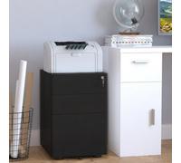 Vinsetto 3 Drawer Metal Filing Cabinet Lockable 5 Wheels Under Desk Black