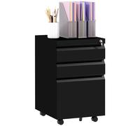 Vinsetto Filing Cabinet with Lock and Hanging Bar for Letter A4 Legal, Black - Black