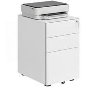 Vinsetto 3-Drawer Mobile Filing Cabinet, Steel Lockable File Cabinet for A4, ...