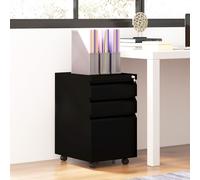 Vinsetto 3-Drawer Mobile Filing Cabinet on Wheels with Pencil Tray - Steel Lockable File Cabinet with Adjustable Hanging Bar for Letter - A4 and Legal