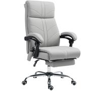 Vinsetto 4 Points Massage Office Chair with 3 Modes, Heating Office Chair with Foam Padding, Adjustable Swivel, Footrest, Light Grey Aosom UK
