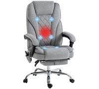 Vinsetto Massage Office Chair, Heated Reclining Desk Chair, Grey