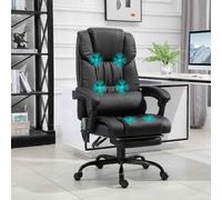 Vinsetto 6-Point Massage Office Chair, PU Leather Desk Chair with Adjustable Height and Footrest for Home Office, Black Black