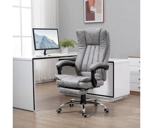 Vinsetto 6-Point Vibrating Heat Massage Chair, Reclining Desk Chair Grey