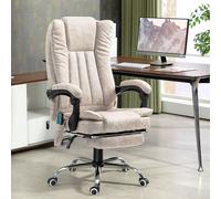 VINSETTO 6-Point Vibrating Massage Office Chair w/ Microfibre Upholstery Arms in Cream VINSETTO Cream