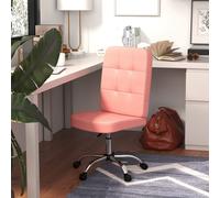 Vinsetto Armless Office Chair, Faux Leather Desk Chair with Adjustable Height, Button Tufted, Pink Pink