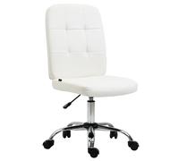 Vinsetto Armless Office Chair, Faux Leather Desk Chair with Adjustable Height, Button Tufted, White White