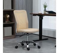 Vinsetto Armless Office Chair with Adjustable Height Mesh Back Wheels Beige, Yellow