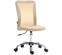 Vinsetto Armless Office Chair with Adjustable Height Mesh Back Wheels White - Beige