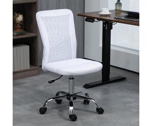 Vinsetto Armless Office Chair With Adjustable Height Mesh Back Wheels White