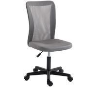 Vinsetto Computer Desk Chair, Mesh Office Chair with Adjustable Height and Swivel Wheels, Armless Study Chair, Grey