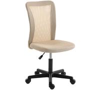 Vinsetto Computer Desk Chair, Mesh Office Chair with Adjustable Height and Swivel Wheels, Armless Study Chair, Beige