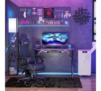 Vinsetto Computer Gaming Chair with Footrest, Video Gaming Chair for Adults with 130° Reclining Back, Desk Chair with Lumbar Support and Adjustable Height, Black Black