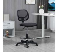Vinsetto Drafting Chair, Standing Desk Chair, Painting Chair with Adjustable Height, Footrest Ring, Black Black