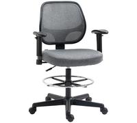 Vinsetto Drafting Chair Tall Office Stand Desk Chair with Foot Ring, Arm, Wheel