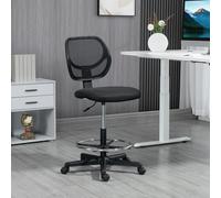 Vinsetto Draughtsman Chair Office Chair w/ Adjustable Footrest Ring, Black - Black