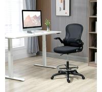 Vinsetto Draughtsman Chair Mesh Chair w/ Adjustable Footrest Ring, Black