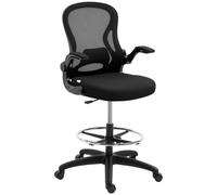 Vinsetto Adjustable Standing Desk Chair with Flip-up Armrests Lumbar Support Armrests Adjustable Footrest Ring Black
