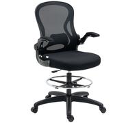 Vinsetto Draughtsman Chair Tall Office Chair w/ Adjustable Footrest Ring Black - 59x65x130cm | TJ Hughes