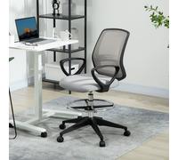 Vinsetto Draughtsman Chair Tall Office Chair with Adjustable Height - Light Grey