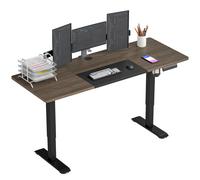 Vinsetto Height Adjustable Electric Standing Desk with 4 Automatic Memory Preset 140cm x 70cm Tabletop Stand Up Desk for Home Office (Black Frame + Te