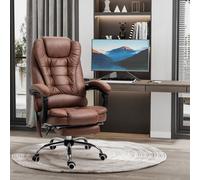 Vinsetto PU Leather Massage Office Chair Height Adjustable Computer Chair Brown | TJ Hughes