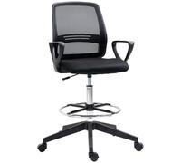 Vinsetto Ergonomic Mesh Back Drafting Chair, Tall Office Chair, Draughtsman Chair with Adjustable Height and Footrest 360° Swivel, Black Black