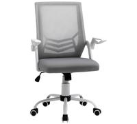 Vinsetto Ergonomic Mesh Chair, Anti-Scratch Home Office Desk Chair with Adjustable Lumbar Support & Flip-Up Arms, Grey Aosom UK