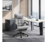 Vinsetto Ergonomic Office Chair Adjustable Height With Wheels Footrest Light Grey
