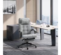 Vinsetto Ergonomic Office Chair, Recliner Chair With Head Pillow Light Grey