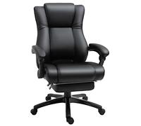 Vinsetto Executive Home Office Chair Swivel High Back Recliner PU Leather Ergonomic Chair - with Footrest - Wheels - Adjustable Height - Black Recline