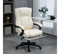 VINSETTO Executive Home Office Chair, PU Leather Desk Chair, with Foot Rest in Cream VINSETTO Cream