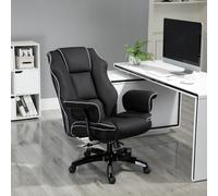 HOMCOM Piped PU Faux Leather Padded High Back Office Gaming Chair Black, Black
