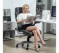 Vinsetto Executive Office Chair with Arms, PU Leather Ergonomic Office Chair with Tilt Function and Adjustable Height, Swivel Rolling for Home Office Working, Dark Grey Dark Grey